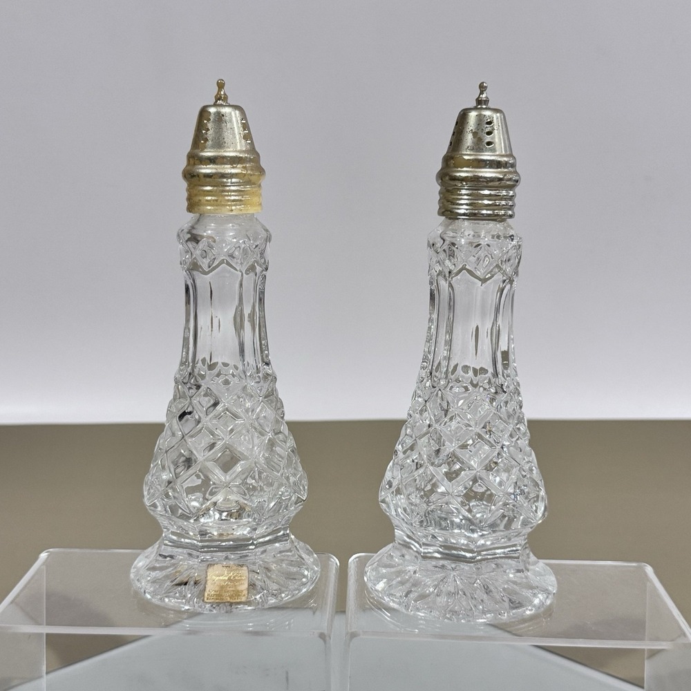 Crystal Clear Czech Republic Essex Salt & Pepper Shaker Set‎ Approx 8" Tall